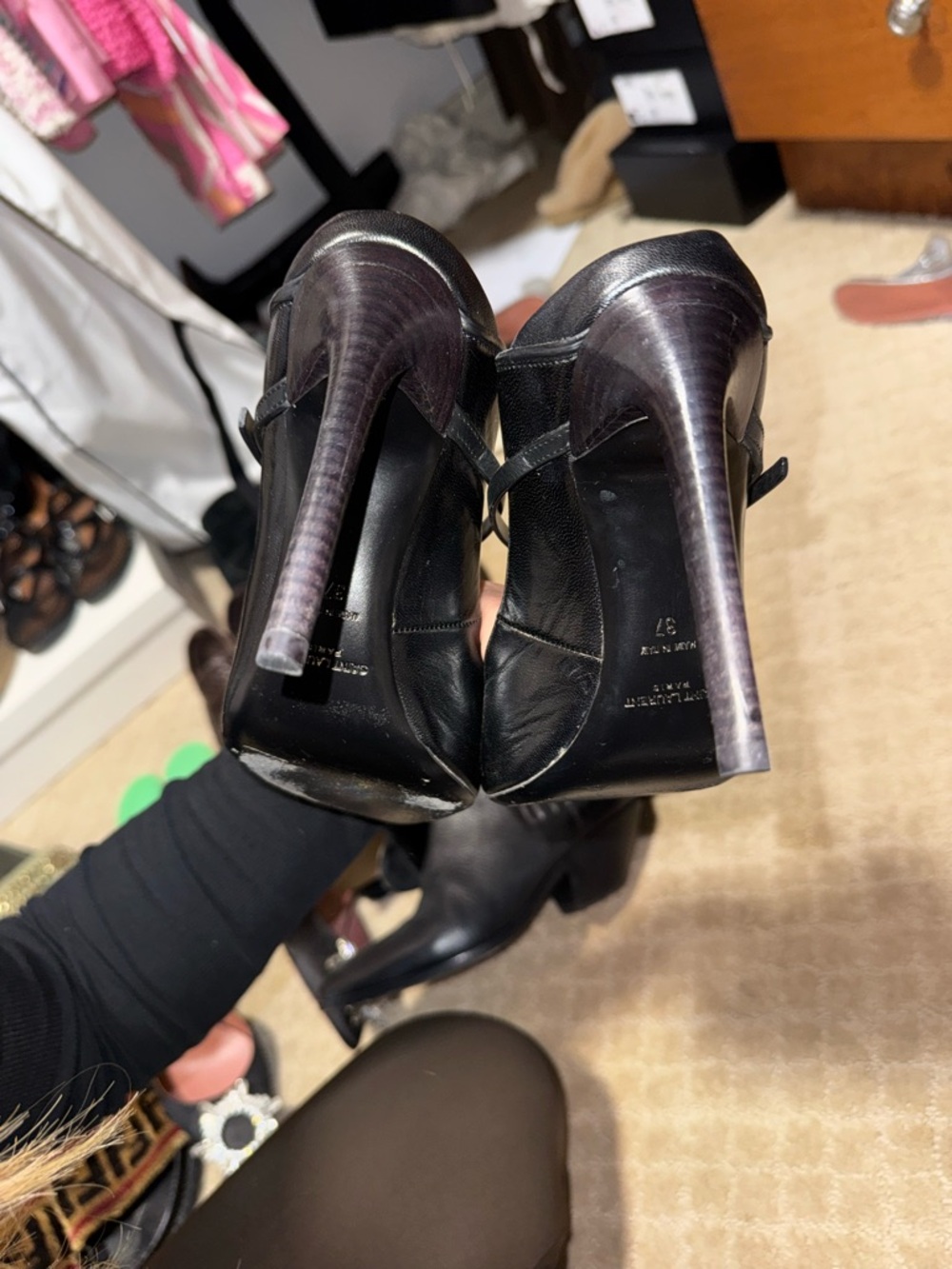 Saint Laurent Black Pointed Mary Jane Heels - Picture 7 of 7